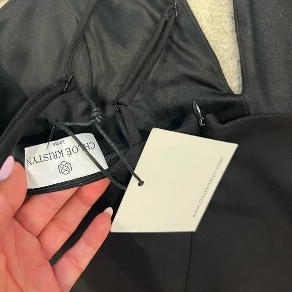Chloe Kristyn Nicole Black One Shoulder Dress NWT Size large MSRP $328 - Picture 12 of 16